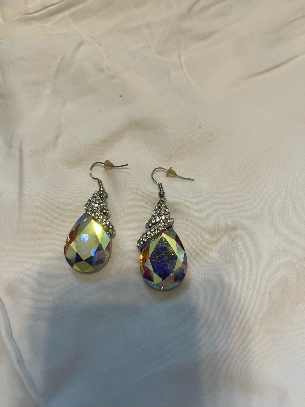 Aurora Crystal Teardrop Dangle Earrings - Iridescent